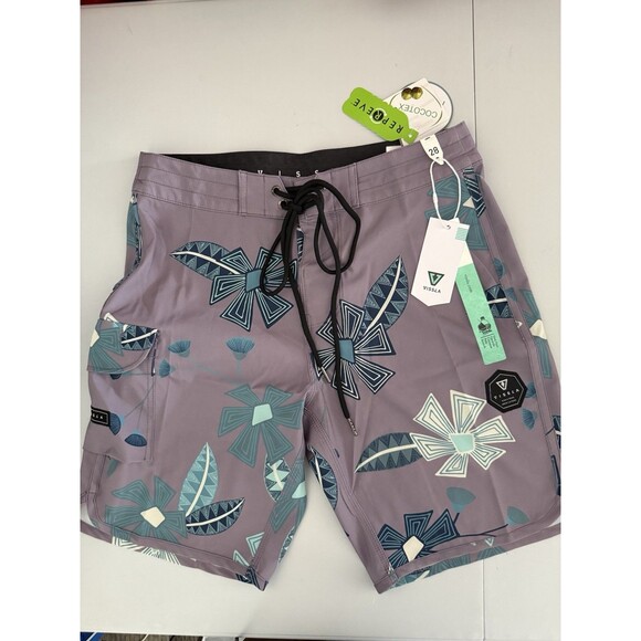 VISSLA Mens SQUIGGY 18.5 Board Shorts  Size 28  Tribal Tropics Dusty Lilac NWT - Picture 8 of 10